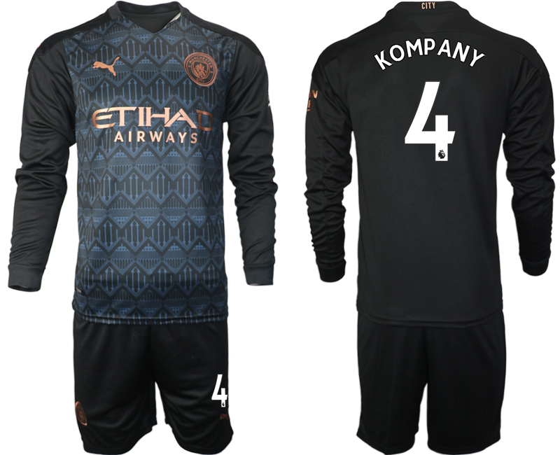 Men 2021 Manchester city home long sleeve #4 soccer jerseys